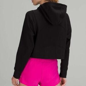 lululemon Loungeful Cropped Hoodie 4 Black Fleece Relaxed Sweatshirt Pullover
